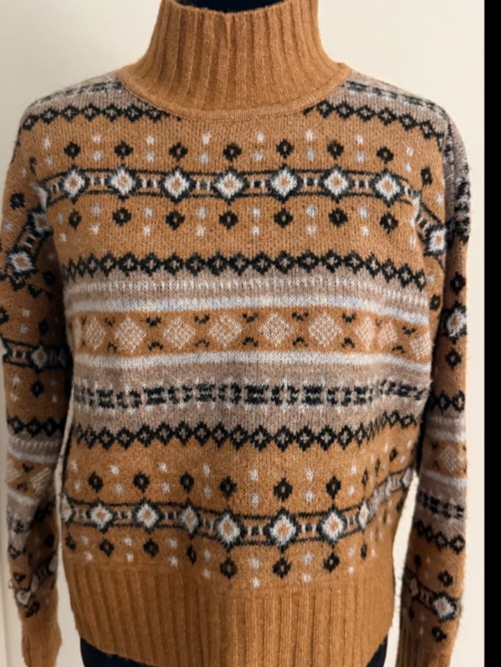 Marled Brown and Black Cowl Neck Sweater in size M